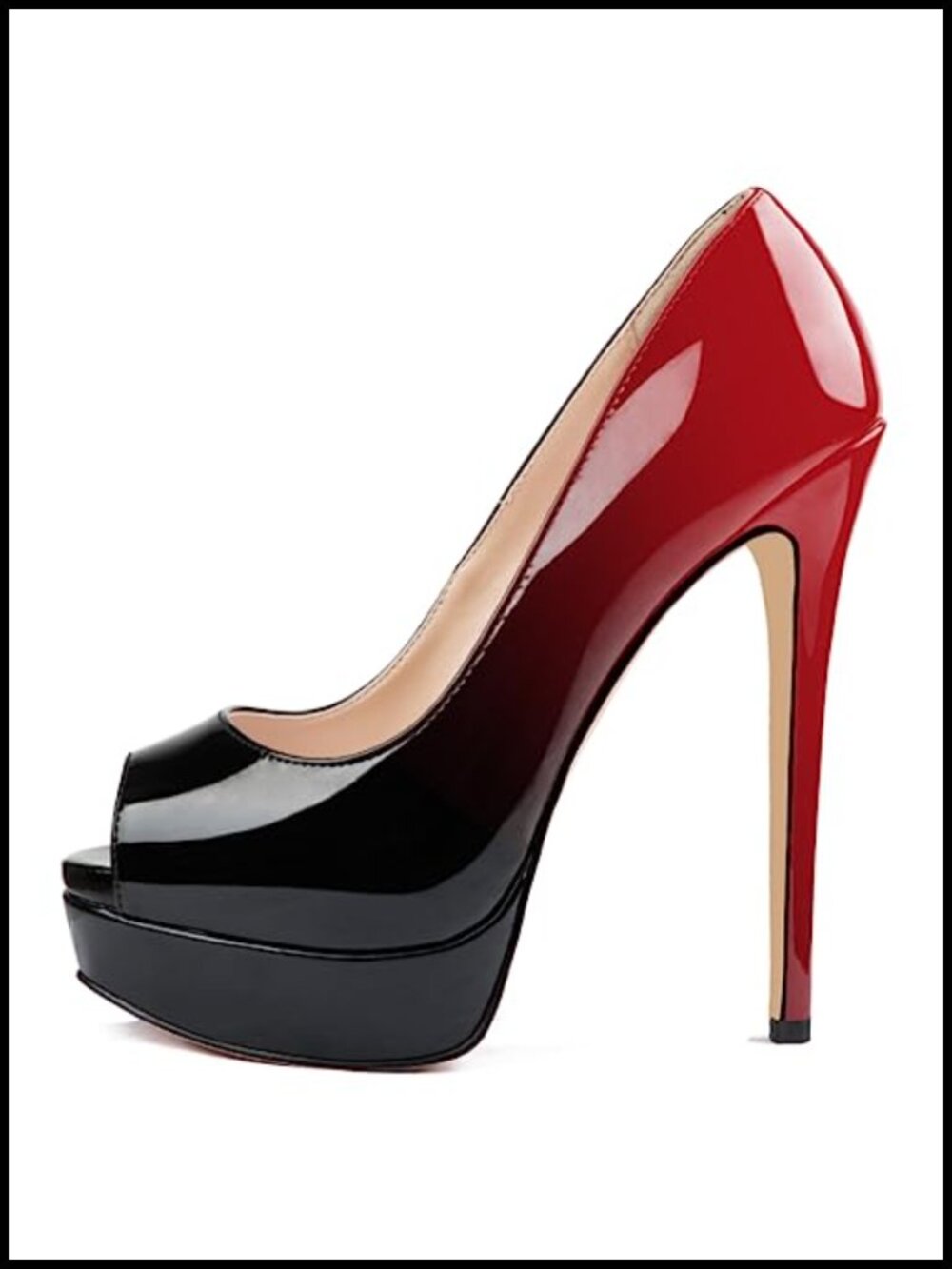 Women's 6 Inch Stiletto Heels Platform Peep Toe Pumps Faux Leather